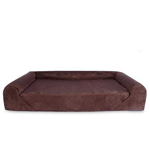 KOPEKS Sofa Cama para Perro Grande Estilo Lounge Tamaño para Perros Mascotas Grandes con Memoria Viscoelástica Ortopédica 106 x 86 x 20 cm - L - Marrón