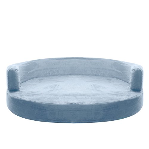 KOPEKS Sofa Redondo Cama Gris para Perro Perros Mascotas Extra Grande XL con Memoria Viscoelástica Colchón Ortopédico 127 cm Diámetro - Round Lounge XL Grey