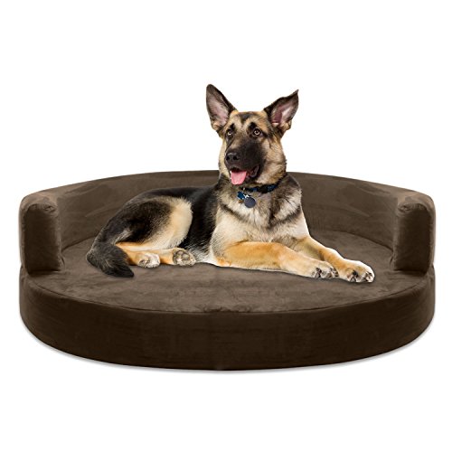 KOPEKS Sofa Redondo Cama Marrón para Perro Perros Mascotas Extra Grande XL con Memoria Viscoelástica Colchón Ortopédico 127 cm Diámetro - Round Lounge XL Brown