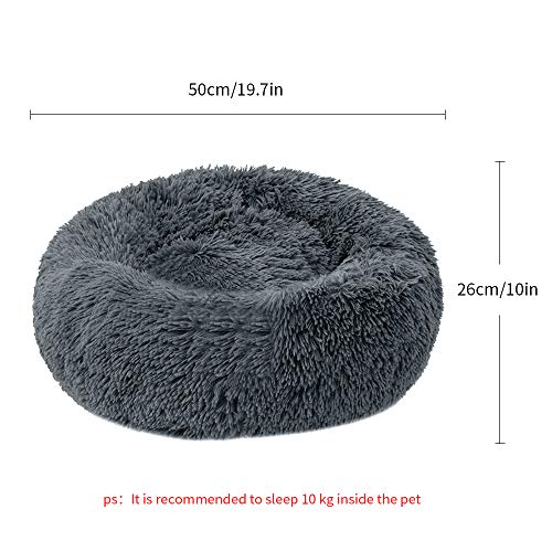 laamei Cama Redonda para Mascotas Deluxe para Gatos y Perros Pequeños y Medianos con Cojín Suave para Nido de Donut Cama de Dormir Peluda Cueva Lavable para Cuatro Estaciones(S/M/L) Color Sólido