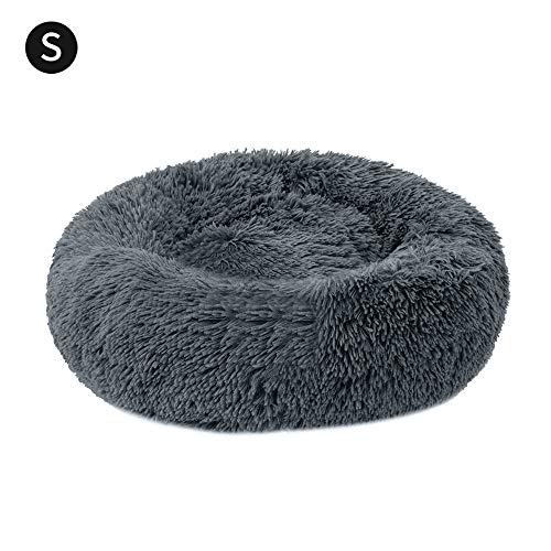 laamei Cama Redonda para Mascotas Deluxe para Gatos y Perros Pequeños y Medianos con Cojín Suave para Nido de Donut Cama de Dormir Peluda Cueva Lavable para Cuatro Estaciones(S/M/L) Color Sólido