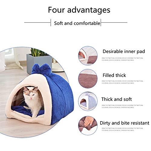 lffopt Cama Gato Cueva Caseta Perro Interior Cama de Veterinario para Perros Esponjoso Gato Cama Perro sofá Cama Portátil Cama de Perro Mascota Cueva Blue,s