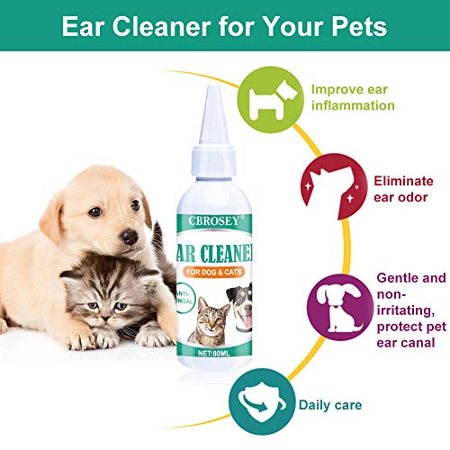 Limpiador de Oidos para Perros,Limpiador Oidos para Perros y Gatos,Dog Ear Cleaner,Solución de infección limpiador de oídos para perros, gatos, detener la picazón, los ácaros del olor eliminar