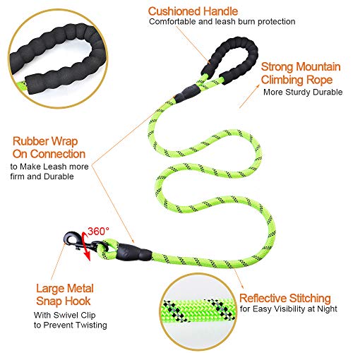 Litthing Correa para el Perro Nylon Ajustable Negro sólido Reflectante 150 cm para Perros Grandes o medianos Adecuado para Correr Senderismo Correr (Verde)