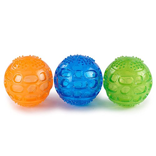 Louvra Pelota Perro Impermeable Bola Inflable Goma Juguete Perro, el Diámetro 7.5cm, 3 Piezas