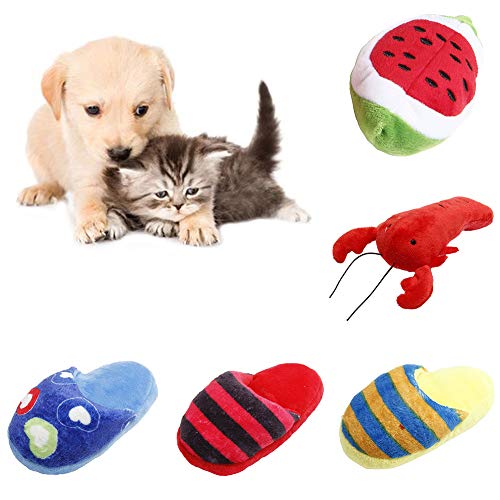 LPxdywlk Divertido Perro Mascota Gato Felpa Corazón Estampado Zapatilla Sandía Langosta Jugar Masticar Peluche Suministros De Juguete 5 5