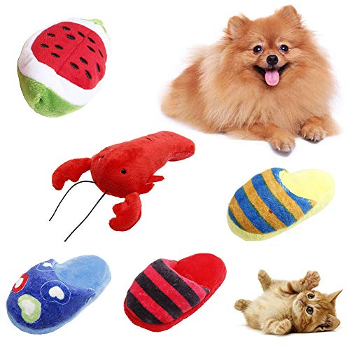 LPxdywlk Divertido Perro Mascota Gato Felpa Corazón Estampado Zapatilla Sandía Langosta Jugar Masticar Peluche Suministros De Juguete 5 5