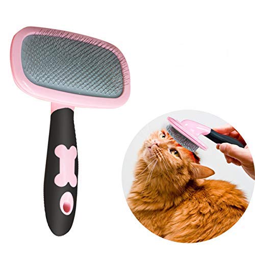 Makerfire Cepillo para Perros de Pelo Largo Pelo Corto, Cepillos para Gatos, 360 Degree Rotation Flexible Slicker Brush for Mascota Rose