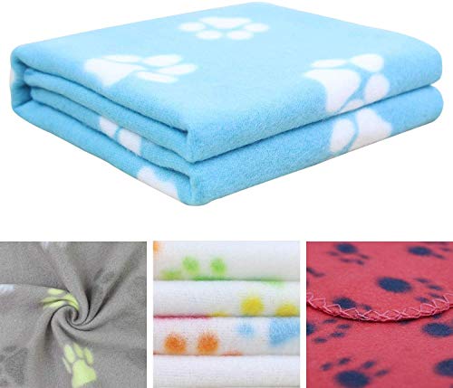 manta para mascotas con estampado de pata para perro o gato, acabado suave, manta de invierno resistente, manta de vellón acogedora cama para gato, tapete con estampado de patas 3 piezas (60 x 70 cm)