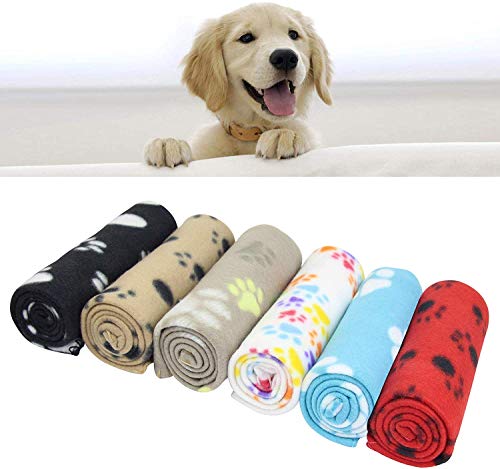 manta para mascotas con estampado de pata para perro o gato, acabado suave, manta de invierno resistente, manta de vellón acogedora cama para gato, tapete con estampado de patas 3 piezas (60 x 70 cm)