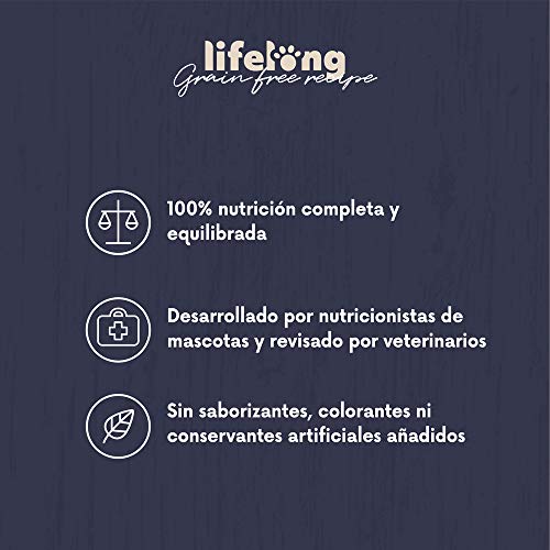 Marca Amazon Lifelong Alimento seco para gatos adultos con pllo fresco, receta sin cereales - 3kg