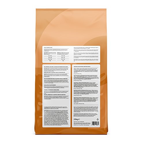 Marca Amazon - Solimo - Alimento seco completo para perro adulto rico en pollo con guisantes, 1 pack de 20 kg