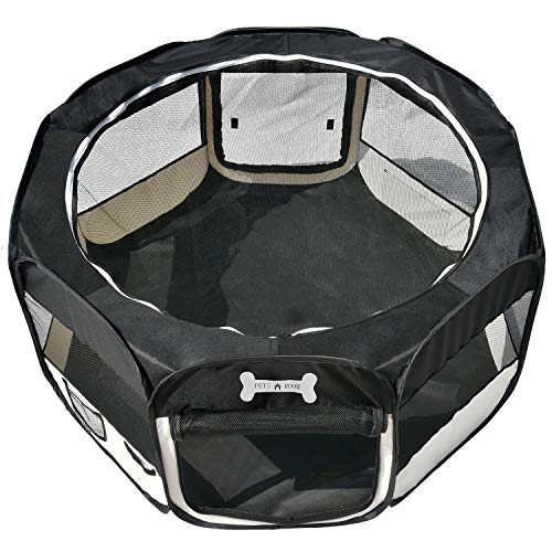 MC Star Portátil Parque Corral Oxford Cachorro Animales para Perros, Gatos, Conejos y Pequeño Animales, 125 x 125 x 64 cm (Negro)