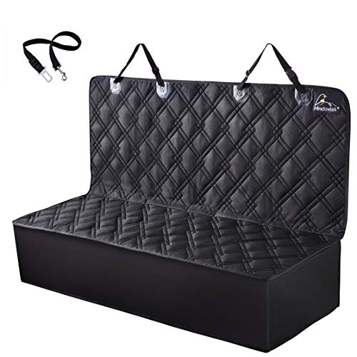 Meadowlark® Funda de Asiento de atrás para Perros Universal. ¡Impermeable! Cubierta para Mascotas para Coches, Furgonetas y SUV. Protector Resistente y Antideslizante. Gratis: Cinturón para Animal