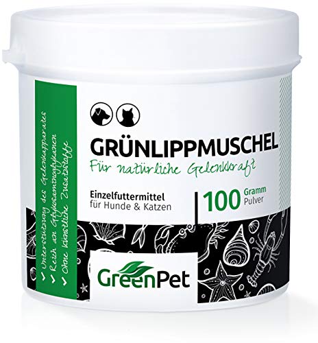 Mejillón de Labios Verdes de Nueva Zelanda para Perros y Gatos en Polvo (100gr.) | Condroprotector 100% Natural con Glucosamina | Indicado para Articulaciones y Movilidad en Perros y Gatos | GreenPet®