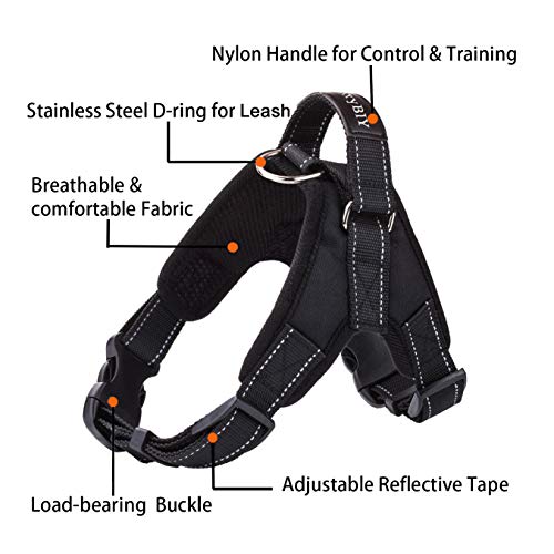 MerryBIY Arnés del Animal Doméstico Pet Harness Perro Collar Chaleco para Mascotas en el Pecho Correas con la Manija Accesorio Cuerda Lo Mejor para Pasear(Negro, L)