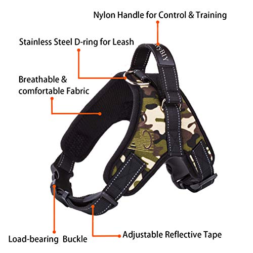 MerryBIY Arnés del Animal Doméstico Pet Harness Perro Collar Chaleco para Mascotas en el Pecho Correas con la Manija Accesorio Cuerda Lo Mejor para Pasear(Camuflaje, L)