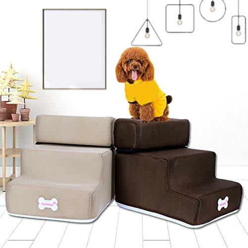 mnoMINI Escaleras para mascotas de 3 pasos, gatos perros pequeños, extraíbles, antideslizantes, escalada, cama desmontable, juguete para perros y gatos, negro