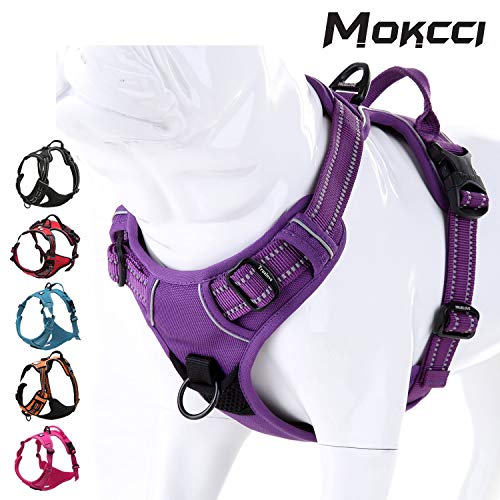 MOKCCI Truelove Arnés Suave para Perro Delantero. El Mejor arnés Reflectante sin tirones con asa y 2 Accesorios para Correa