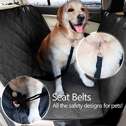 morpilot Funda Coche Perro, Cubierta Asiento Universal Ipermeable Antideslizante para Mascotas, Protector de Asiente de Coche, 2 Cinturones de Seguridad Incluidos