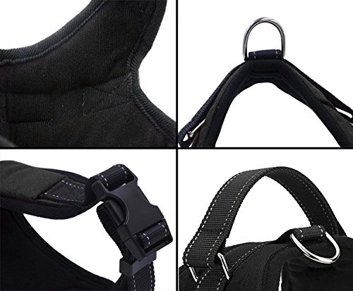 Motionjoy Nueva Suave Cómoda Acolchada Ajustable Mascota Pecho del Arnés del Chaleco para Mediano y Gran Tamaño Perro Formación o Caminar (Negro, L)