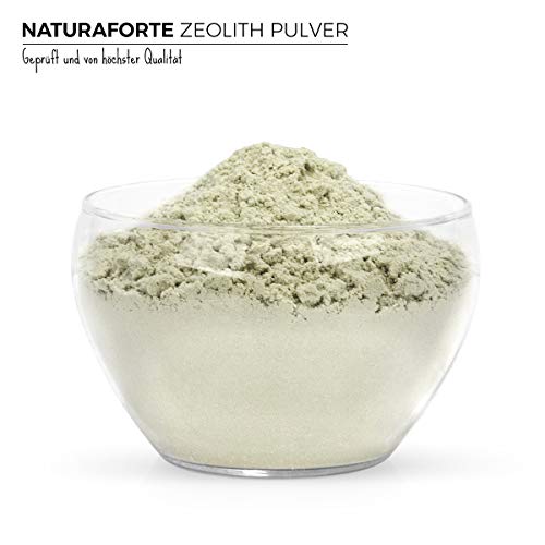 NaturaForte Polvo de zeolita 500g - Clinoptilolita 95%, molido Extra Fino de Primera Calidad, sin aditivos, Roca volcánica Pura y Natural. Probado y controlado en Alemania