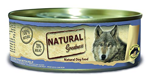 Natural Greatness Comida Húmeda para Perros de Pescado de mar con Kelp. Pack de 24 Unidades. 156 gr Cada Lata