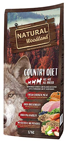 Natural Greatness Pienso Seco para Perros Receta Natural Woodland Country Diet. Super Premium. Todas Las Razas y Edades. Sin Gluten (12 Kg)