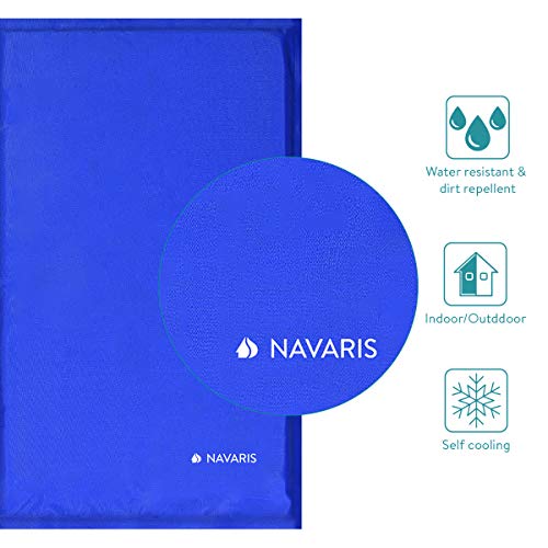 Navaris Alfombra de enfriamiento para Mascotas - Manta refrescante 50x90cm para Perro Gato - Alfombrilla de refrigeración Azul Oscuro