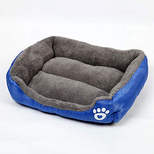 ndmzk Invierno Suave Felpudo Gato Cuadrado Cálido Almohadilla para Mascotas Cama para Perros Transpirable Pequeño Mediano Y Grande Perro Nido Impermeable Perrera Desmontable Lavable-Royal_Blue_M_54Cm