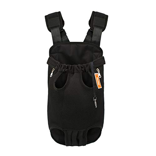 NICREW Mochila del Perro, Bolso para Perros y Gatos, Adjustable Bolsa Delantera Pet Front Cat Dog Carrier Backpack, Viaje Bolsa de Transporte de Mascotas para Viajar/Senderismo/Camping-L-Negro