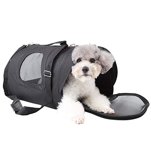 Nobleza - Bolso Transportín de Viaje Plegable para Perros y Gatos, Tela Oxford, Color Negro, Talla L, (45 * 28 * 29) cm