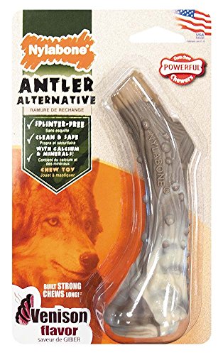 Nylbone Animal Alternative Perro Masticar Nylabone Durachew Antler Nylon Cuerno M Venado, Blanco, Medium