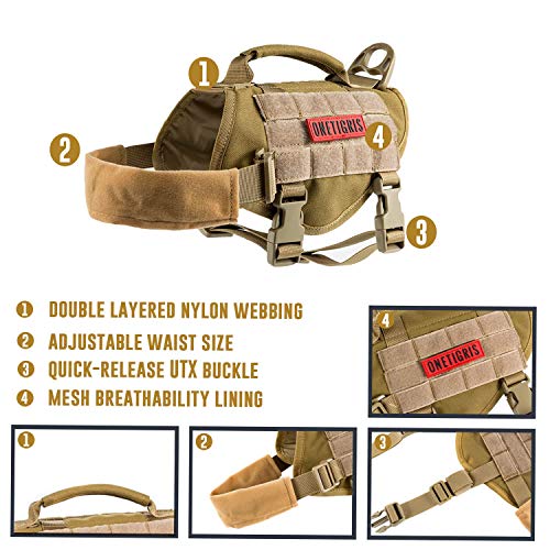 OneTigris Molle Arnés Táctico para Cachorros de Perros pequeños, Ajustable Arnés para Caza, Senderismo, Entrenamiento, Paseo, Actividades al Aire Libre