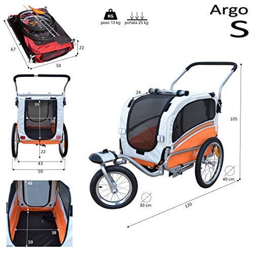 Papilioshop Argo Remolque Bici y Silla de Paseo para Perro Mascota (Rojo S)