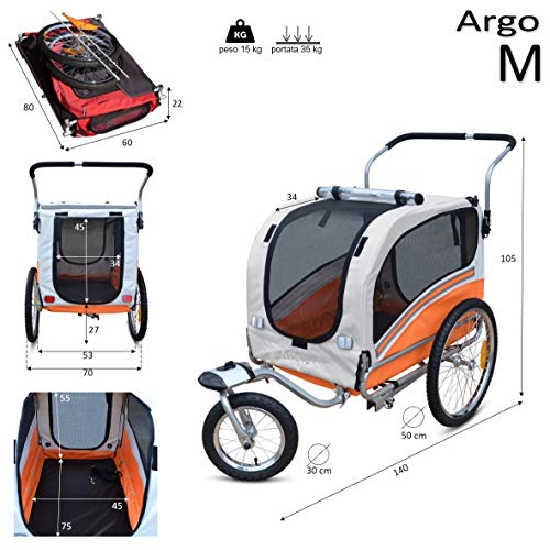 PAPILIOSHOP ARGO Remolque y carrito cochecito para el transporte de perro perros mascota por bici bicicleta carro bicicletas silla de paseo