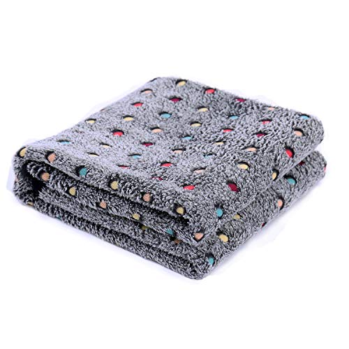 PAWZ Road Pet Dog Manta Fluffy Fleece Fabric Suave y Linda Warm Dot Print Manta Lavable para Gatos y Perros Gris Oscuro 104 * 78cm