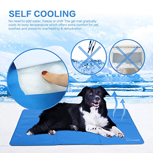 Pecute Alfombrilla de Refrigeración Animales Nevera y Manta para Perro Fresco Cojín Azul Nevera Techo Camas de Suelo Couch Zwinger Auto (XXL (90 * 140cm))