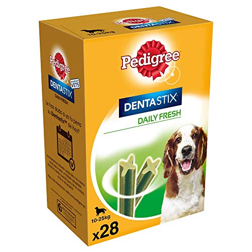 Pedigree Dentastix Fresh Premios Para Perros Grandes de Higiene Oral Contra El Mal Aliento, 180 gr, 28 sticks