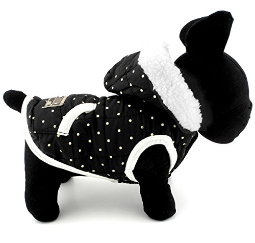 Pegasus Pet Ropa para Cachorro Perro Pequeño gato disfraz de perchero de pared de chaleco con forro polar de invierno con capucha para ropa negro