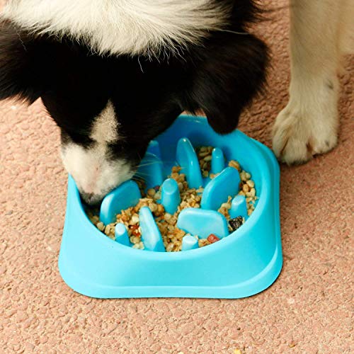 Perro de Mascota Slow Food Bowl Anti-estrangulación Bowl Mascotas Suministros Perros grandes y pequeños Perder peso para ayudar a la digestión Utensilios Para Mascotas Slow Eating Dog Bowl (azul)