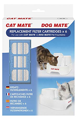 Pet Mate Genuine Replacement Filter Cartridges for Use with Cat and Dog Mate Pet Fountains, Pack of 6