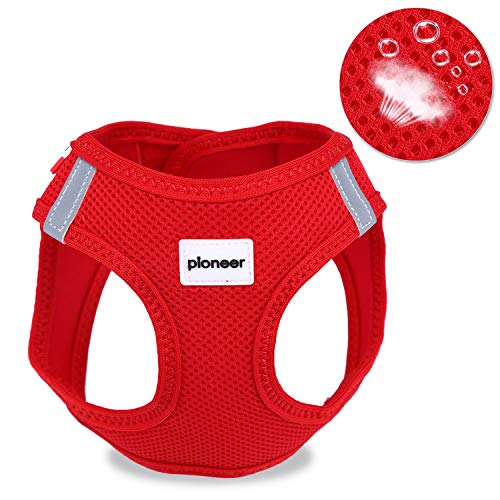 Petcomer Arnés Perro Red Suave Chaleco Acolchado Cómodo para Viajar Pasear con Mascota Pequeña Gatito y Cachorro (L Rojo)