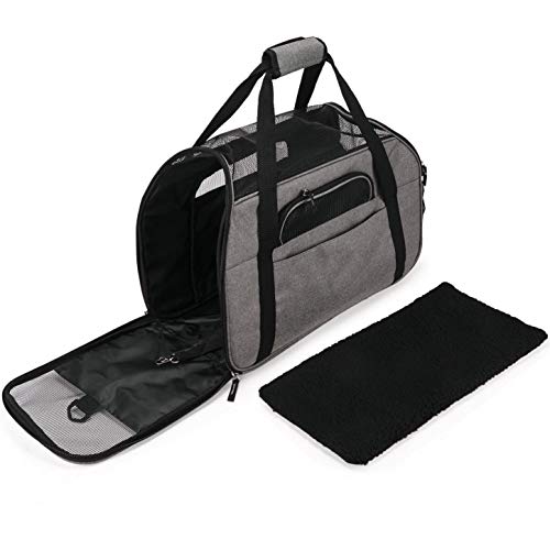 Petcomer Transportín para Perros Y Gatos Portador del Mascota Bolsa de Malla Transpirable de Viaje Bolso de Hombro(Gris, M 43x23x29 cm)