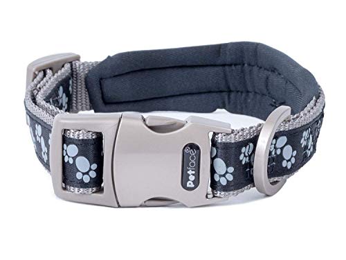 Petface Signature Collar Acolchado para Perro, de la Marca, Talla pequeña, con Lunares de Color Gris