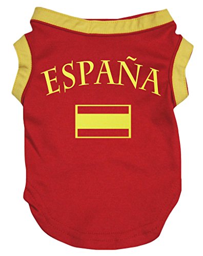 Petitebelle Ropa para Perro, diseño de la Bandera de España, Color Rojo