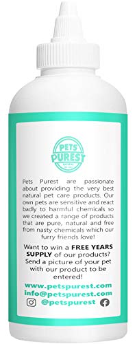 Pets Purest 100% Natural Limpiador de Oidos para Perros (250ml) con fórmula antihongos Repelente de ácaros picazón, Olor a mugre y Oreja desapareció en 2-3 días para Perros, Gatos y Mascotas