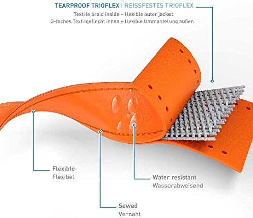 PetTec Correa de Perro Extra Larga de 10m, Cómoda y Resistente; Fabricado con Trioflex, Resistente a la Intemperie e Impermeable, Duradero, Fino y Seguro - Naranja