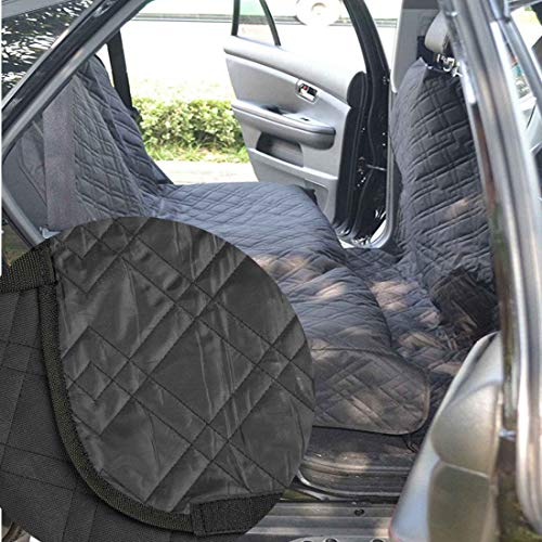 PETTOM Funda de Coche para Perro Cubierta de Asiento Trasero de Coche Protedtora de Perro, Impermeable y Antideslizante, Color Negro 238 x 142cm