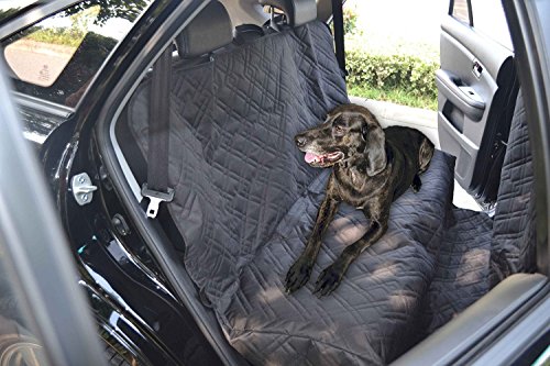 PETTOM Funda de Coche para Perro Cubierta de Asiento Trasero de Coche Protedtora de Perro, Impermeable y Antideslizante, Color Negro 238 x 142cm